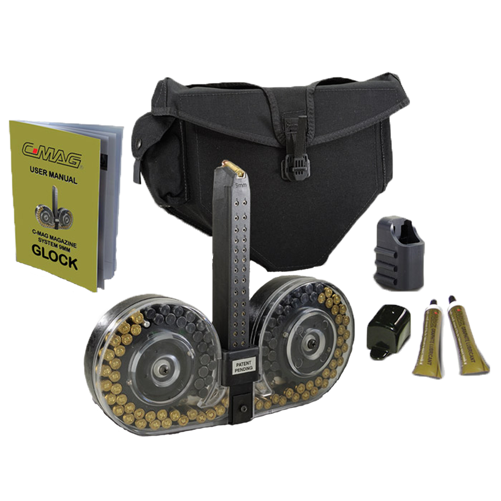 Beta 100 Round CMAG System Glock Clear with Black Pouch available at